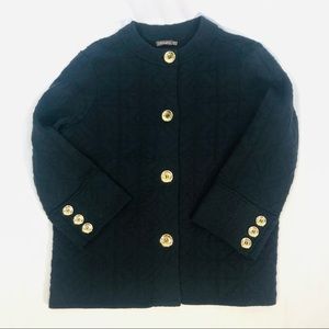J. McLaughlin Black Quilted Button-Front Cardigan